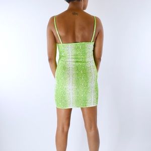 Neon green snake print dress